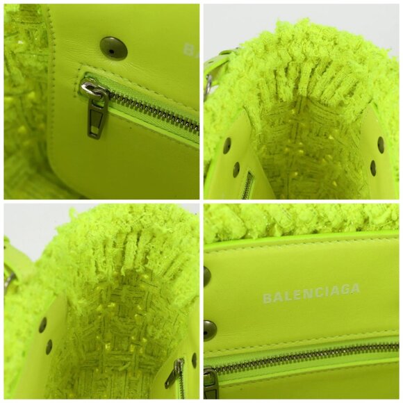 BALENCIAGA Bistro XXS Hand Bag Wool 2way Yellow Silver - Picture 11 of 15